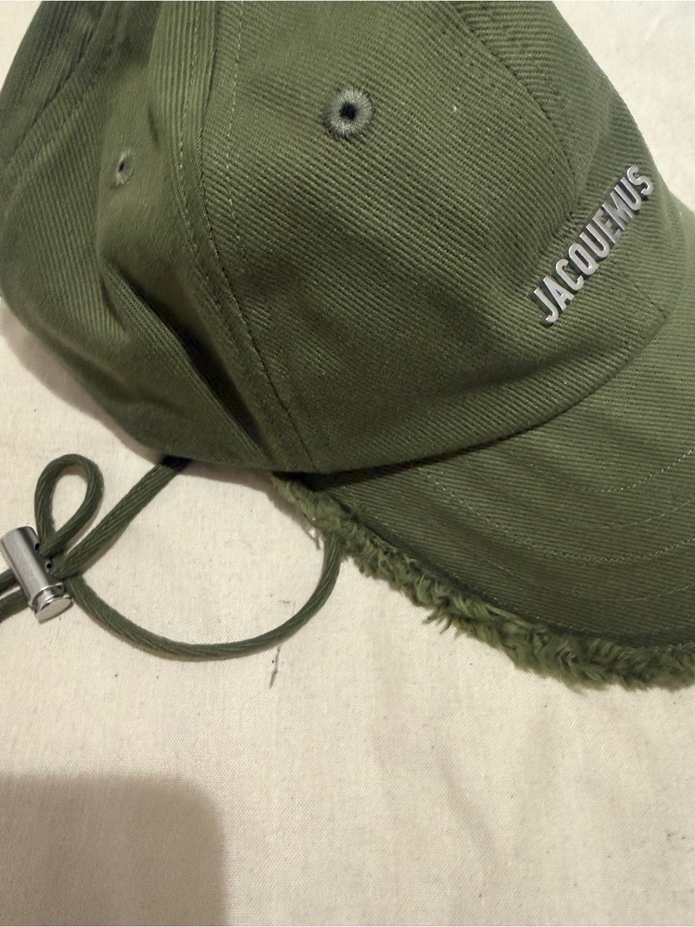Jacquemus Military Green Frayed Brim Baseball Cap